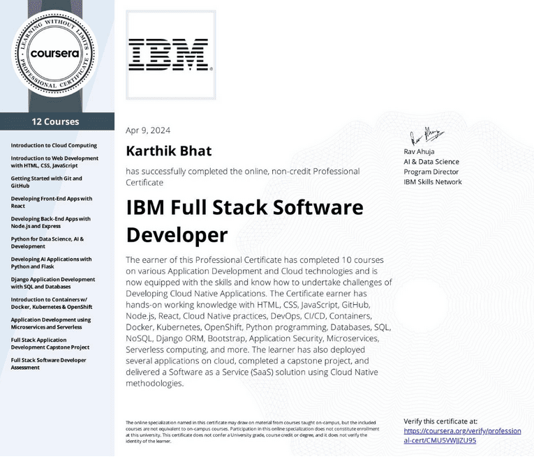 IBM Full Stack Developer